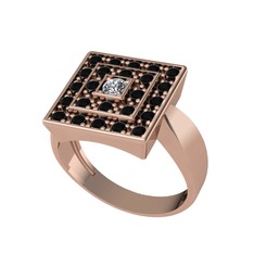 Daria Yüzük - Pırlanta ve siyah zirkon 8 ayar rose altın yüzük (0.11 karat) #y8z8d4