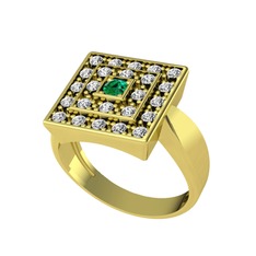 Yeşil kuvars ve swarovski 925 ayar altın kaplama gümüş yüzük