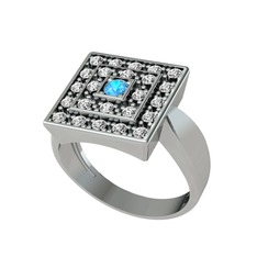 Daria Yüzük - Akuamarin ve swarovski 925 ayar gümüş yüzük #yd4435