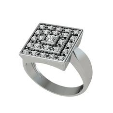 Daria Yüzük - Beyaz zirkon ve swarovski 14 ayar beyaz altın yüzük #zs2dq0