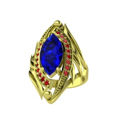 Lab safir ve garnet 925 ayar altın kaplama gümüş yüzük