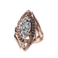Euthalia Yüzük - Beyaz zirkon ve siyah zirkon 18 ayar rose altın yüzük #12rg56z
