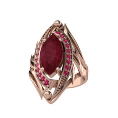 Euthalia Yüzük - Kök yakut ve rodolit garnet 8 ayar rose altın yüzük #139l031