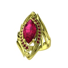 Euthalia Yüzük - Rodolit garnet ve kök yakut 8 ayar altın yüzük #13oz1pm