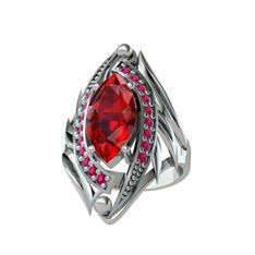 Euthalia Yüzük - Garnet ve rodolit garnet 8 ayar beyaz altın yüzük #14d0i09