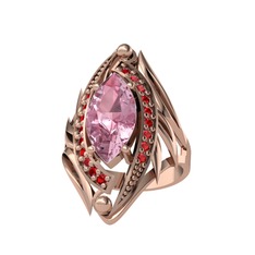 Pembe kuvars ve garnet 8 ayar rose altın yüzük