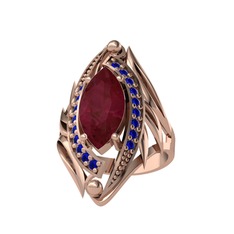 Kök yakut ve lab safir 18 ayar rose altın yüzük