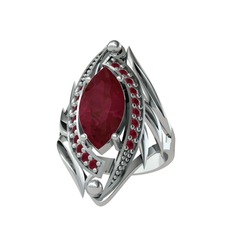 Euthalia Yüzük - Kök yakut 8 ayar beyaz altın yüzük #1b762ue