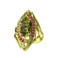 Euthalia Yüzük - Peridot ve rodolit garnet 925 ayar altın kaplama gümüş yüzük #1bapukz