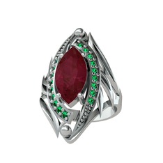 Euthalia Yüzük - Kök yakut ve yeşil kuvars 925 ayar gümüş yüzük #1czgaou