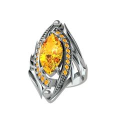 Euthalia Yüzük - Sitrin 14 ayar beyaz altın yüzük #1d0ne3n