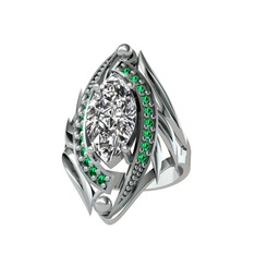 Euthalia Yüzük - Swarovski ve yeşil kuvars 8 ayar beyaz altın yüzük #1dyh55s