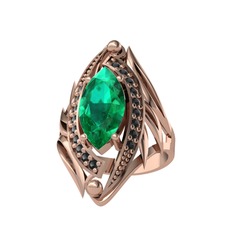 Euthalia Yüzük - Yeşil kuvars ve siyah zirkon 18 ayar rose altın yüzük #1dyjnn4