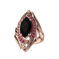 Euthalia Yüzük - Siyah zirkon ve rodolit garnet 14 ayar rose altın yüzük #1egd9ew