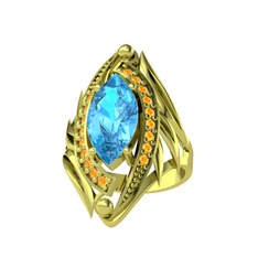 Euthalia Yüzük - Akuamarin ve sitrin 18 ayar altın yüzük #1erbx1s