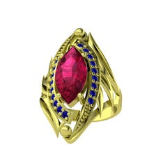 Euthalia Yüzük - Rodolit garnet ve lab safir 925 ayar altın kaplama gümüş yüzük #1fd01iw