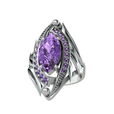 Euthalia Yüzük - Ametist 8 ayar beyaz altın yüzük #1h8rfb5