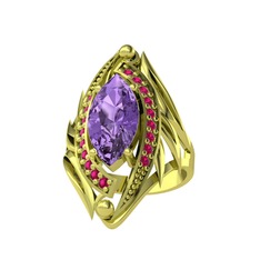 Ametist ve rodolit garnet 8 ayar altın yüzük