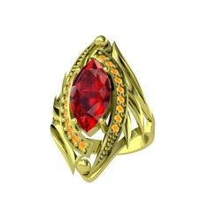 Euthalia Yüzük - Garnet ve sitrin 14 ayar altın yüzük #1ij7dql