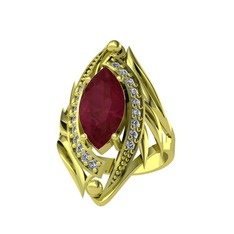 Euthalia Yüzük - Kök yakut ve swarovski 18 ayar altın yüzük #1iuvpyw