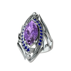 Euthalia Yüzük - Ametist ve lab safir 18 ayar beyaz altın yüzük #1j3w6xb
