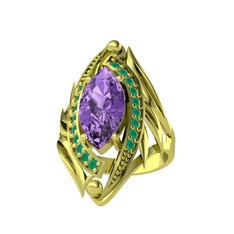 Euthalia Yüzük - Ametist ve kök zümrüt 8 ayar altın yüzük #1jgtbzq