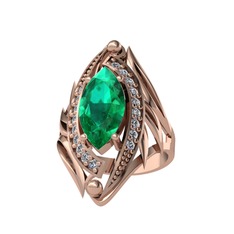 Euthalia Yüzük - Yeşil kuvars ve beyaz zirkon 8 ayar rose altın yüzük #1k2r8yv
