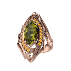 Euthalia Yüzük - Peridot ve sitrin 18 ayar rose altın yüzük #1kakfzw
