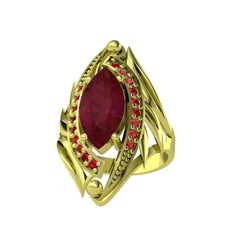 Kök yakut ve garnet 8 ayar altın yüzük