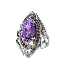 Euthalia Yüzük - Ametist ve kök yakut 925 ayar gümüş yüzük #1me4kz3
