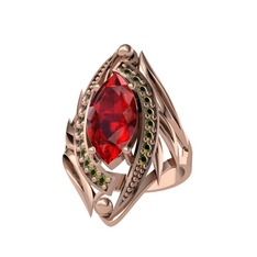 Euthalia Yüzük - Garnet ve peridot 18 ayar rose altın yüzük #1nj06el