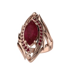 Kök yakut 925 ayar rose altın kaplama gümüş yüzük