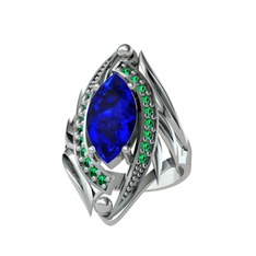 Euthalia Yüzük - Lab safir ve yeşil kuvars 18 ayar beyaz altın yüzük #1orycnf