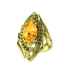 Euthalia Yüzük - Sitrin ve dumanlı kuvars 8 ayar altın yüzük #1pft5c7