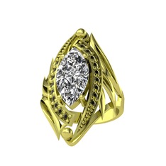 Euthalia Yüzük - Beyaz zirkon ve peridot 925 ayar altın kaplama gümüş yüzük #1qv56kv