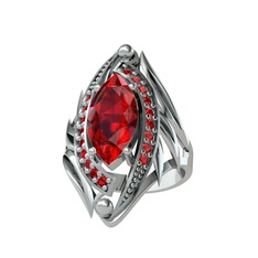 Euthalia Yüzük - Garnet 14 ayar beyaz altın yüzük #1r0a1hi