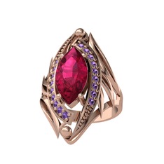 Euthalia Yüzük - Rodolit garnet ve ametist 14 ayar rose altın yüzük #1re2138