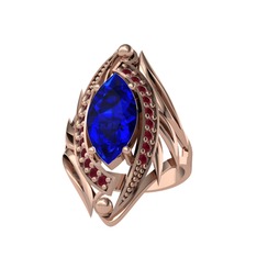 Lab safir ve kök yakut 18 ayar rose altın yüzük