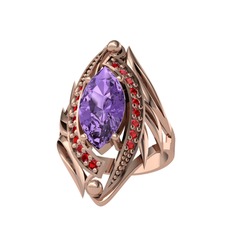 Ametist ve garnet 18 ayar rose altın yüzük