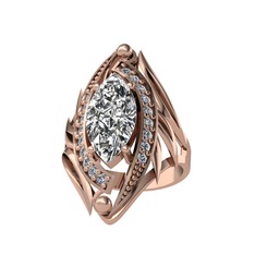 Beyaz zirkon ve swarovski 925 ayar rose altın kaplama gümüş yüzük