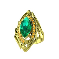 Yeşil kuvars ve sitrin 8 ayar altın yüzük