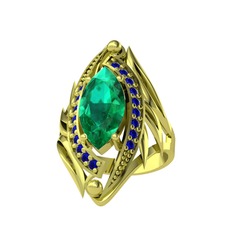 Euthalia Yüzük - Yeşil kuvars ve lab safir 8 ayar altın yüzük #1tkopz3