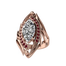 Swarovski ve kök yakut 18 ayar rose altın yüzük