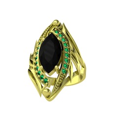 Euthalia Yüzük - Siyah zirkon ve yeşil kuvars 925 ayar altın kaplama gümüş yüzük #1ujp83x