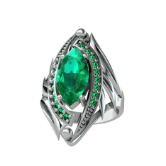 Euthalia Yüzük - Yeşil kuvars 18 ayar beyaz altın yüzük #1vim5lq