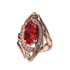 Euthalia Yüzük - Garnet ve pembe kuvars 14 ayar rose altın yüzük #1vzfsdi