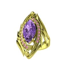 Euthalia Yüzük - Ametist ve pembe kuvars 925 ayar altın kaplama gümüş yüzük #1wevvb1