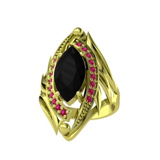 Euthalia Yüzük - Siyah zirkon ve rodolit garnet 925 ayar altın kaplama gümüş yüzük #1wh6o7g