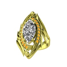 Swarovski ve sitrin 14 ayar altın yüzük