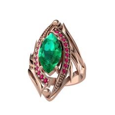 Yeşil kuvars ve rodolit garnet 14 ayar rose altın yüzük